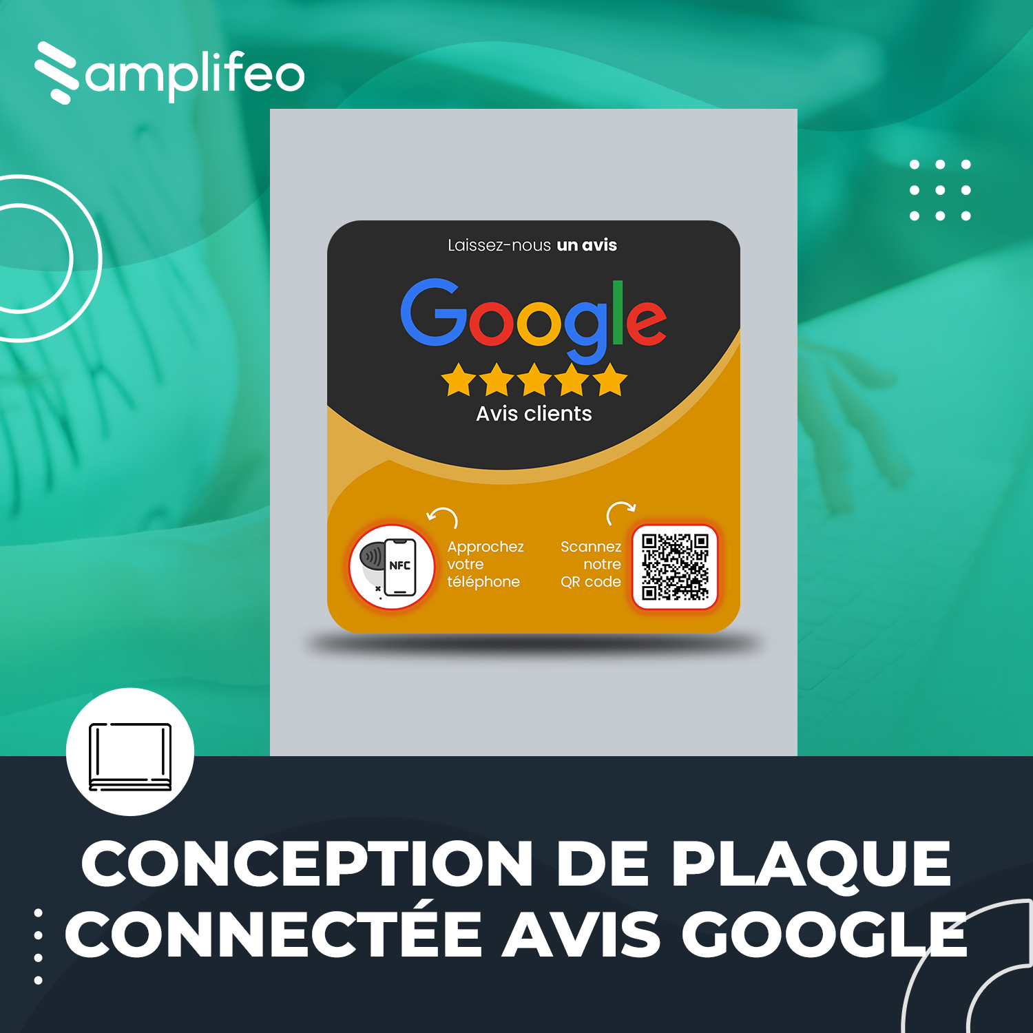 Plaque Avis Google Multi-surfaces Avec Puce NFC & Qr Code