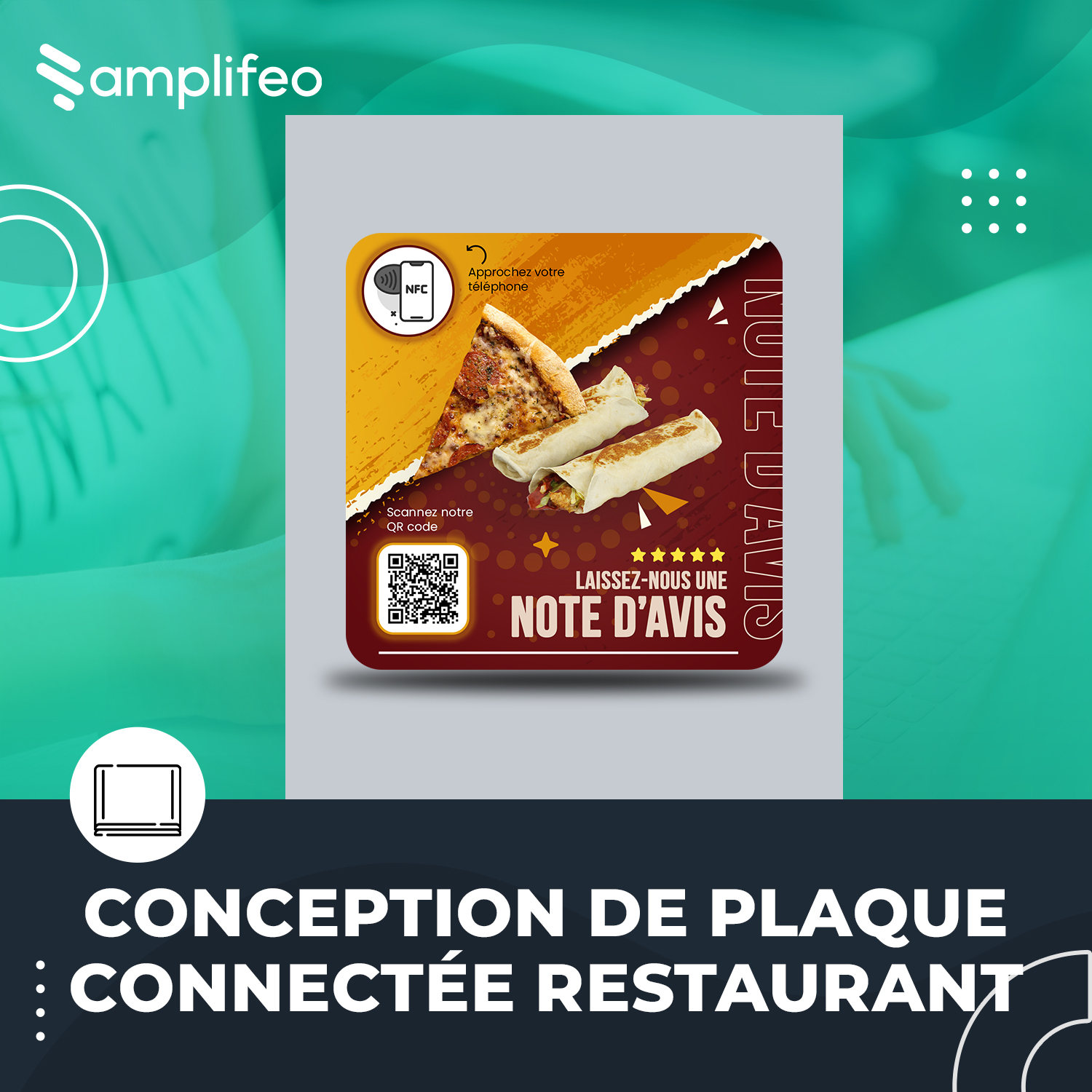 Plaque Restaurant Avec Puce NFC & Qr Code
