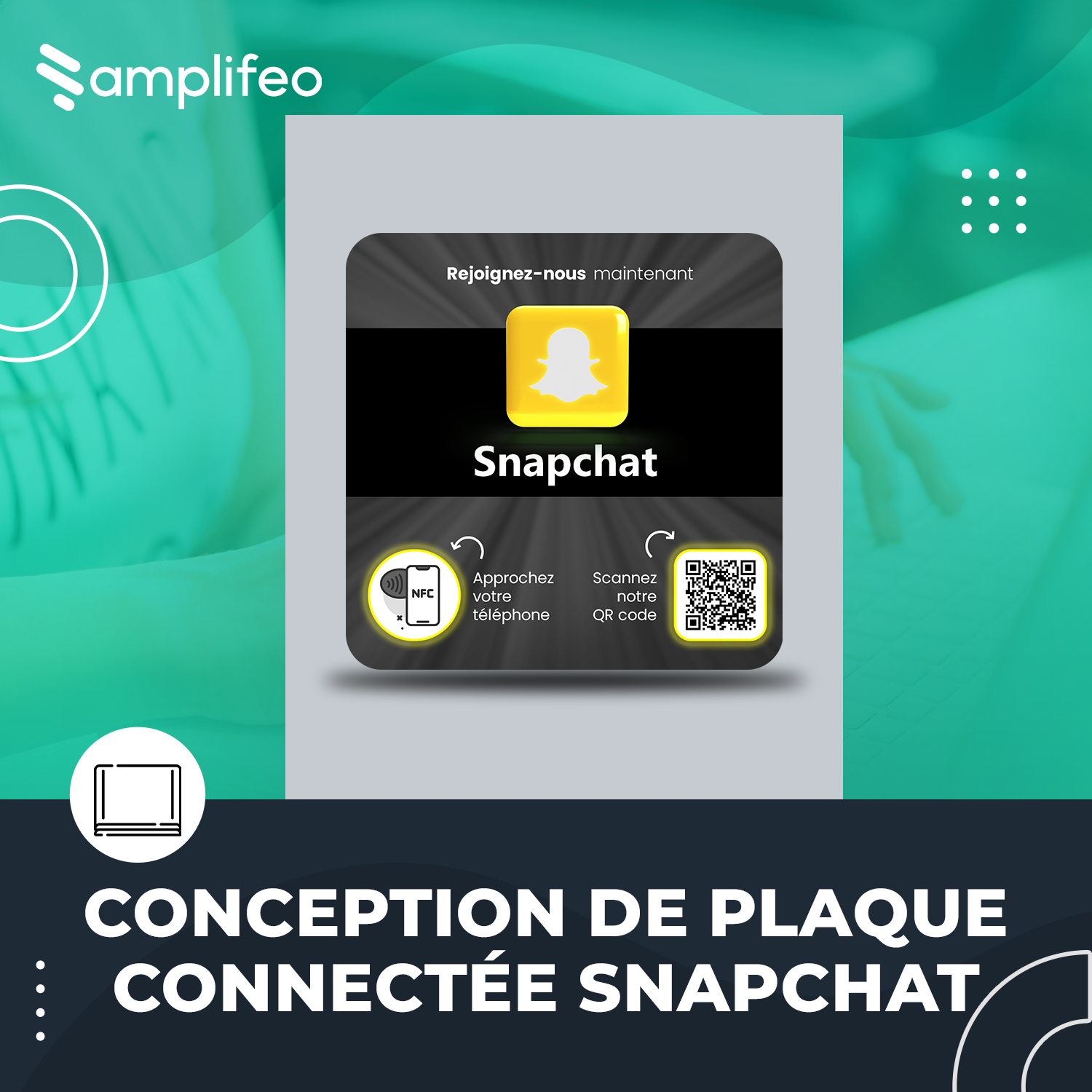 Plaque Snapchat Avec Puce NFC & Qr Code