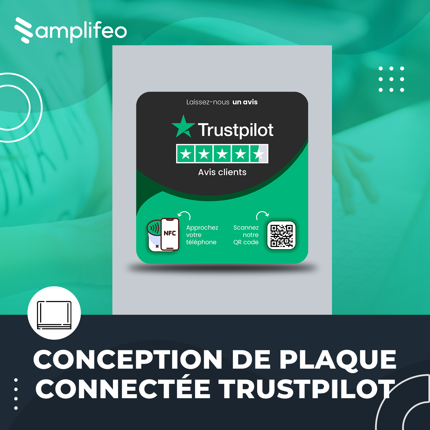 Plaque Trustpilot Avec Puce NFC & Qr Code