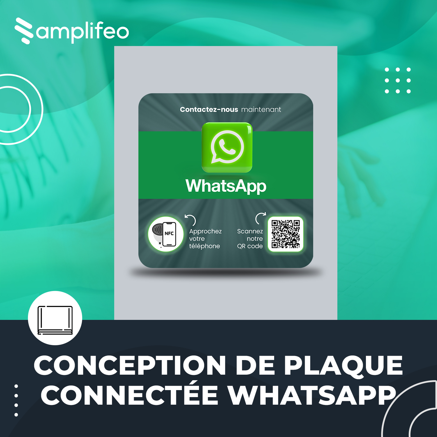 Plaque WhatsApp Avec Puce NFC & Qr Code